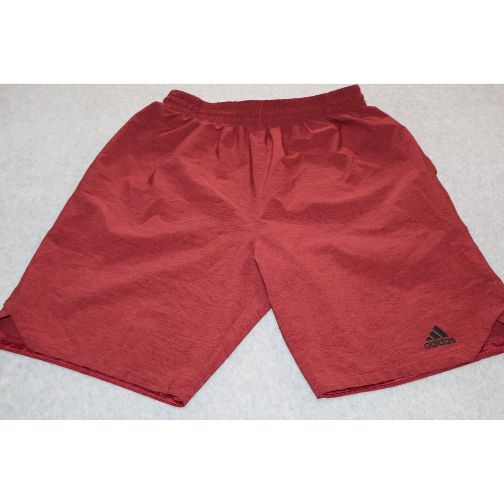 Adidas Shorts Mens Large Red Athletic Gym 9" Inseam Performance Running